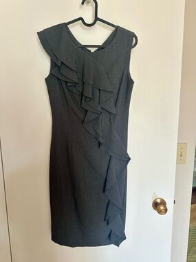 NWOT Calvin Klein Charcoal Ruffle-Front Dress